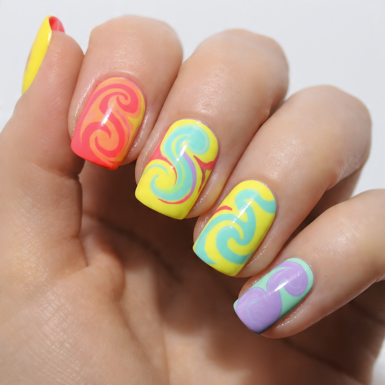 Colorful Swirl May Nails Ideas
