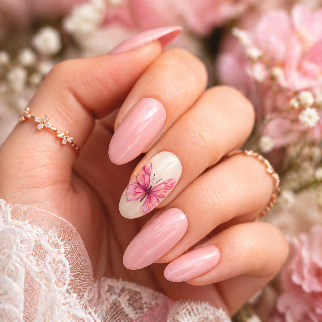 Pink Butterfly Nail Designs Ideas
