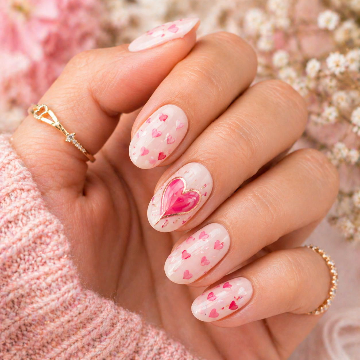 Pink Heart Nail Art Ideas