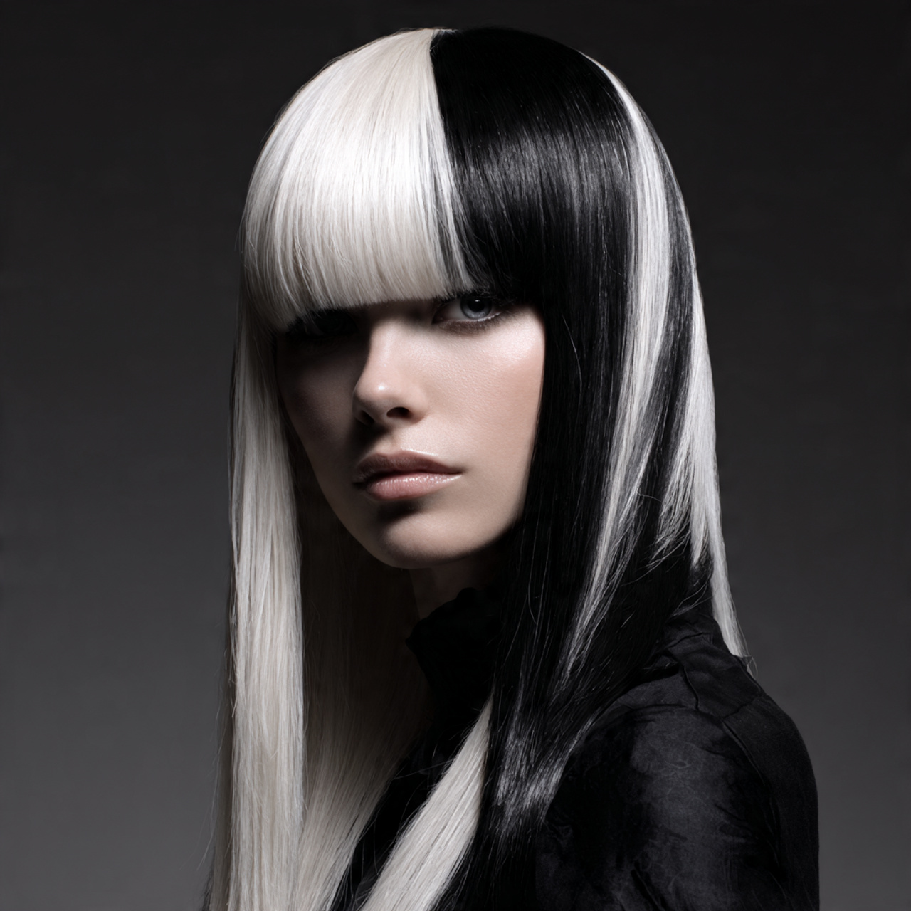 Platinum and Black Calico Hair Color Ideas