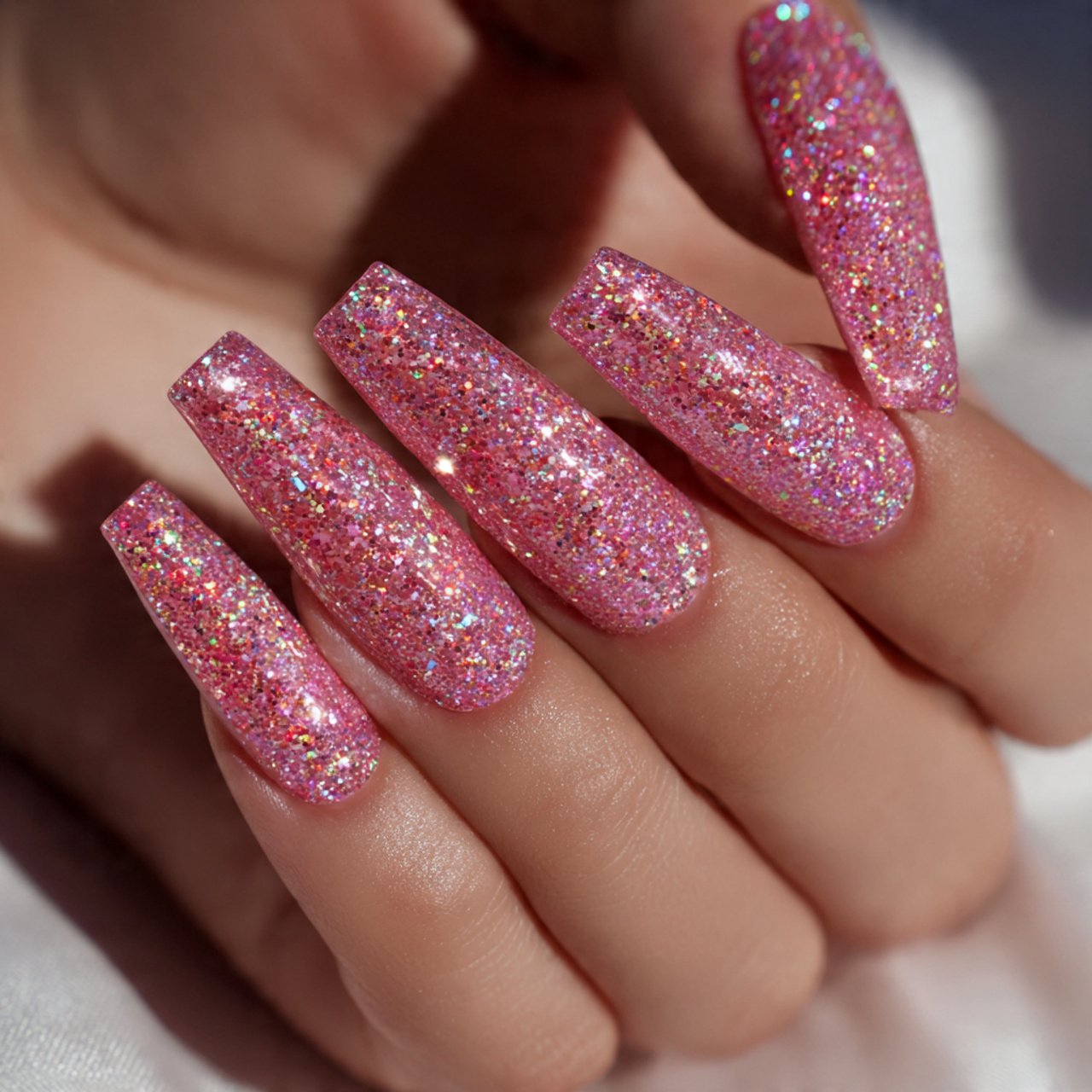 Glitter Pink Spring Nails Ideas