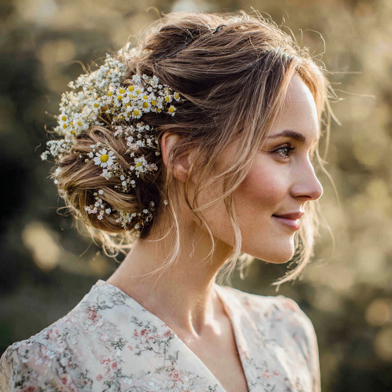 Floral Bun Hairstyle Ideas