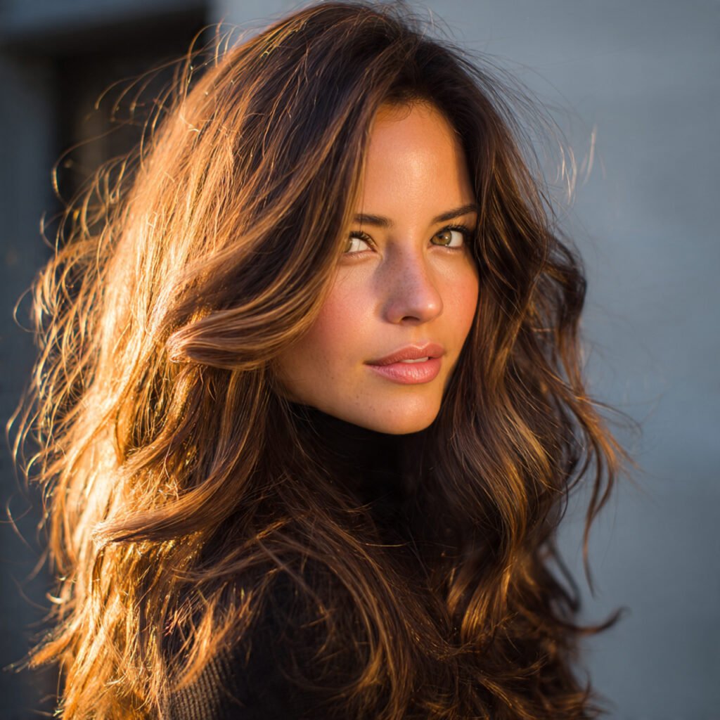 Dark Brown Hair with Caramel Highlights
