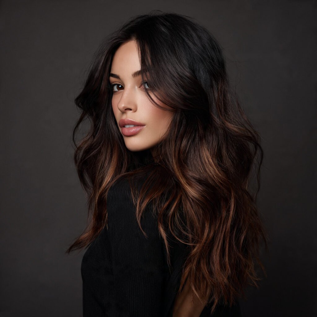 Dark Brown to Black Gradient Hair