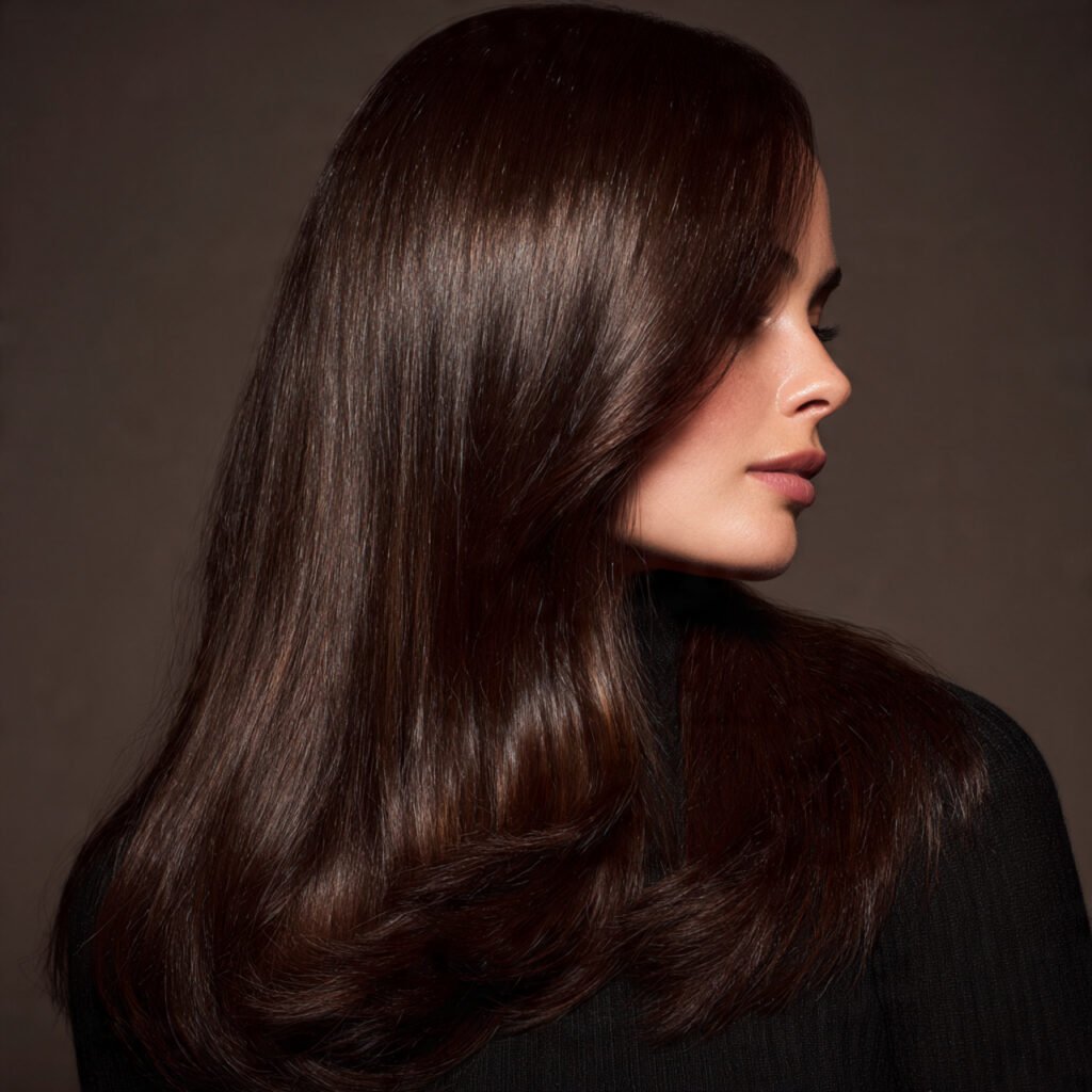 Glossy Dark Brown Hair