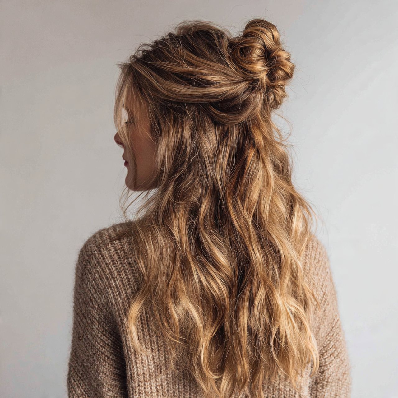 Half Up Half Down Hairstyles with Buns Ideas