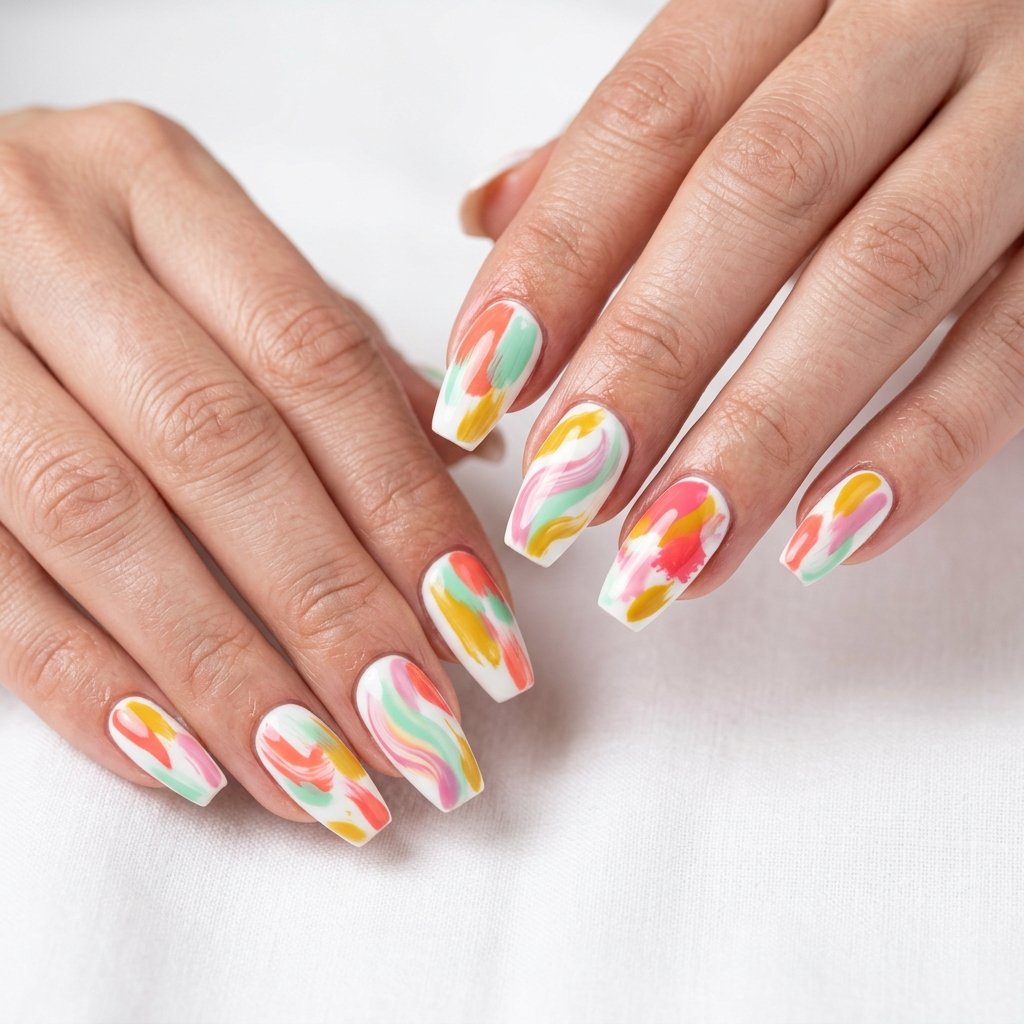 Colorful Spring Nails Ideas to Inspire Your Next Look 19 Abstract Colorful Spring Nails Ideas