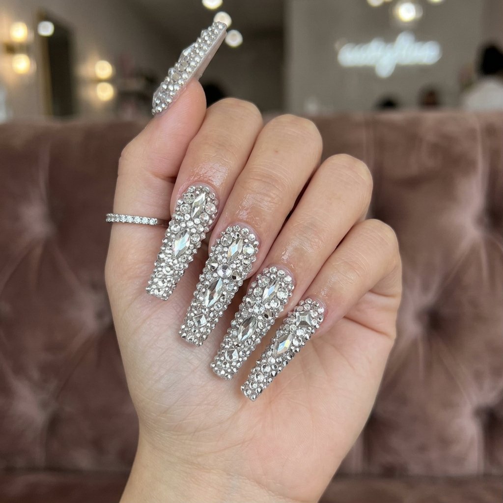 30 Nails Baddie Ideas: Stunning Looks to Inspire Your Next Set 6 Baddie Nail Designs with Rhinestones