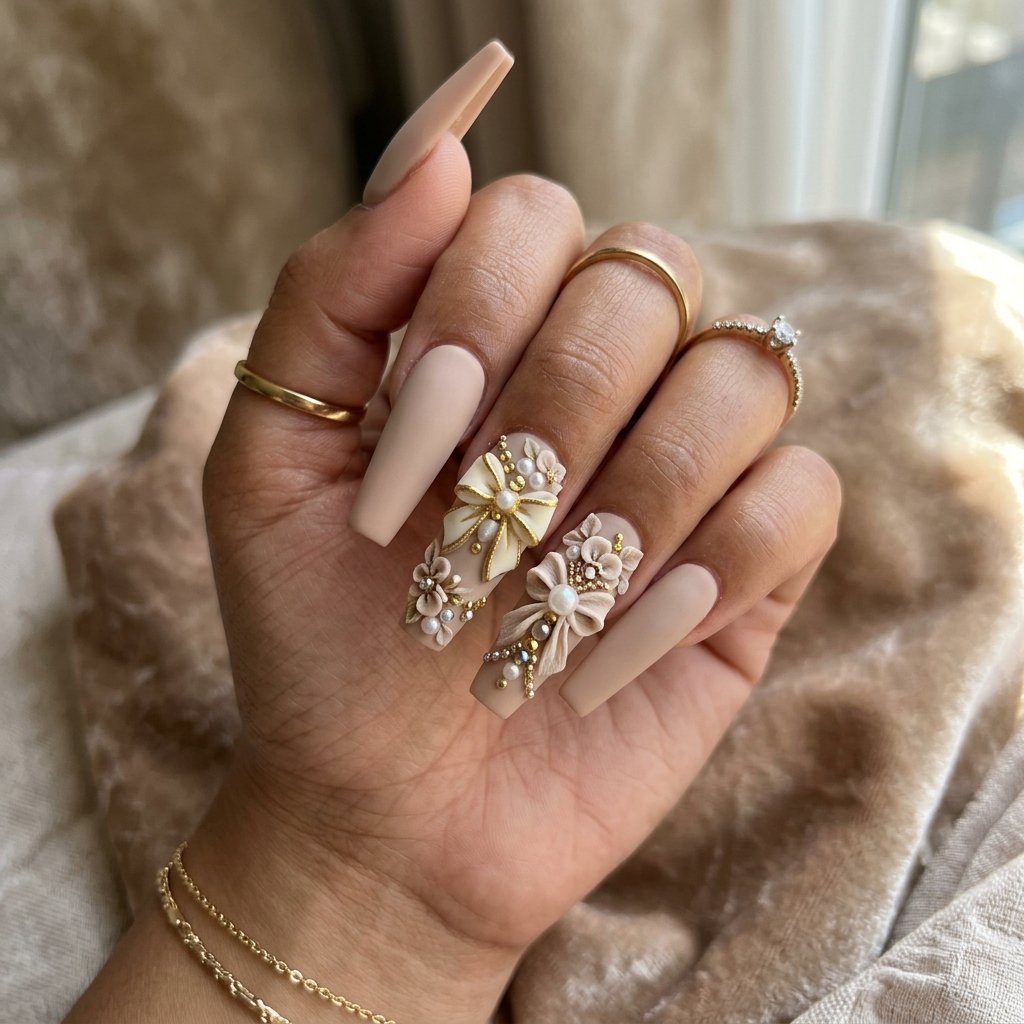 30 Nails Baddie Ideas: Stunning Looks to Inspire Your Next Set 22 Baddie Nails with 3D Nail Art