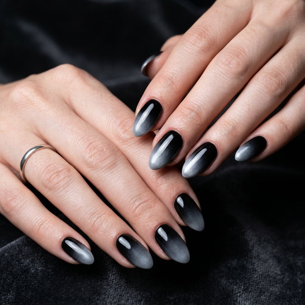 30 Nails Ombre Ideas: Stunning Looks to Inspire Your Next Manicure 8 Black to Grey Ombre Nails
