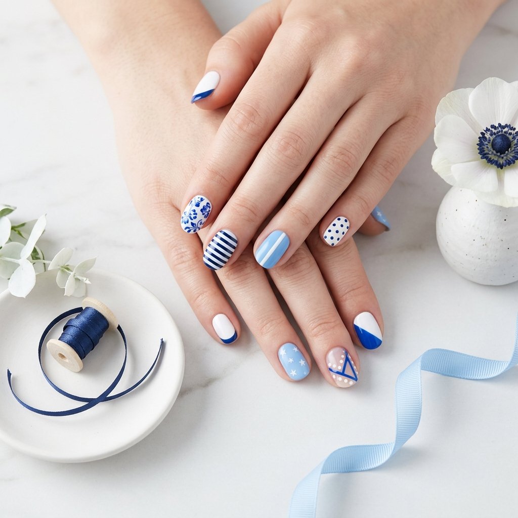 Nails Blue: 30 Stunning Designs You'll Obsess Over 19 Blue and White Nail Ideas