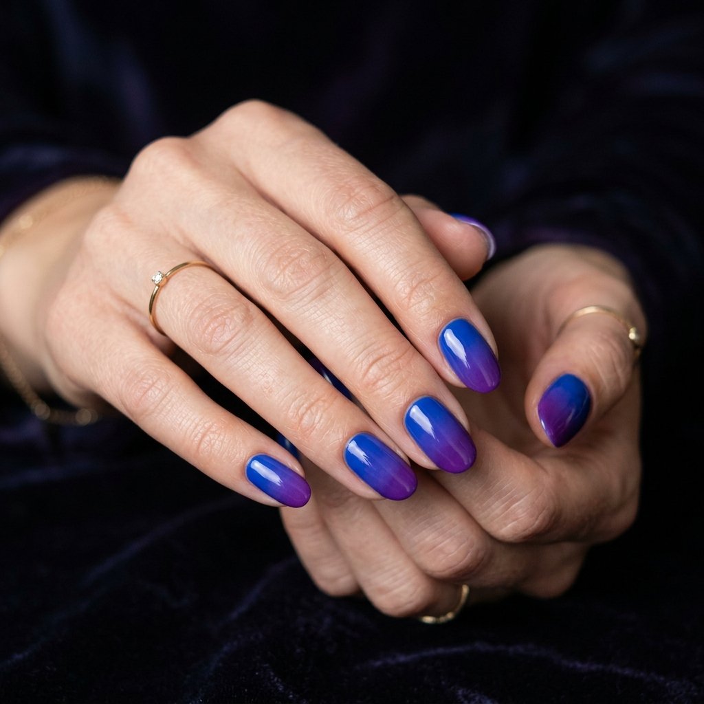 30 Nails Ombre Ideas: Stunning Looks to Inspire Your Next Manicure 5 Blue to Purple Ombre Nails