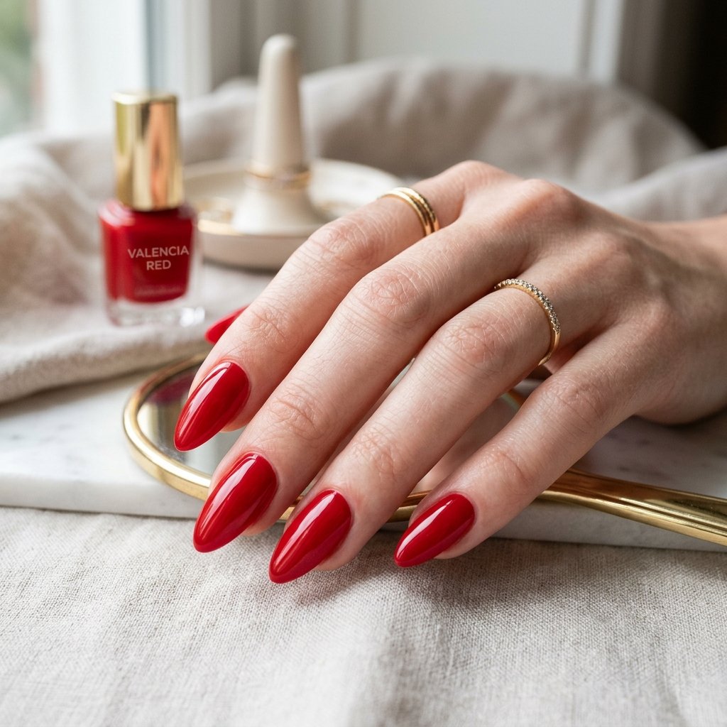 Bold Red Almond Nails