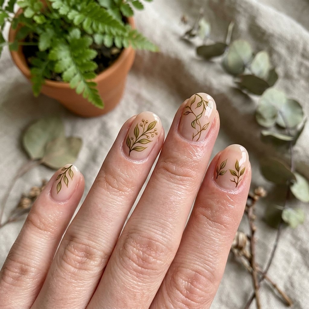 Natural Botanical Nails Idea