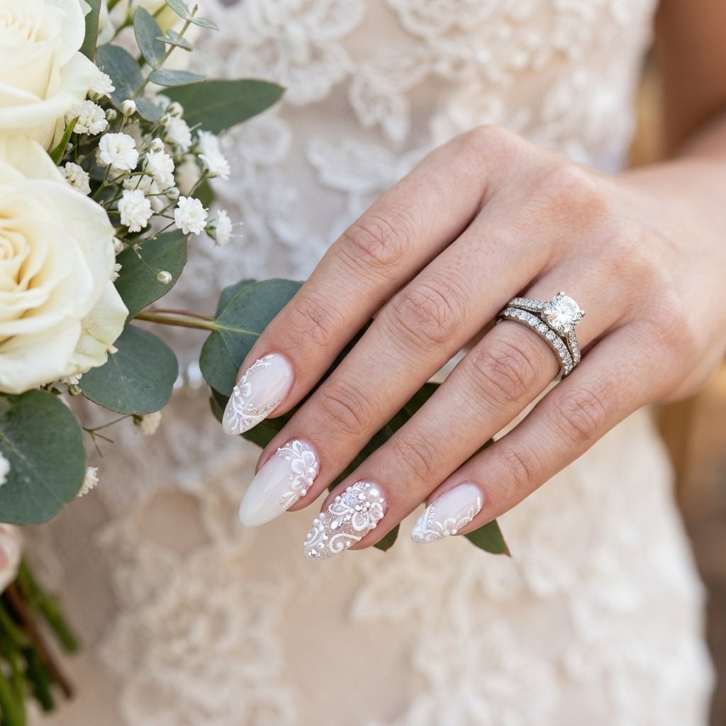 Bridal Almond Nail Designs