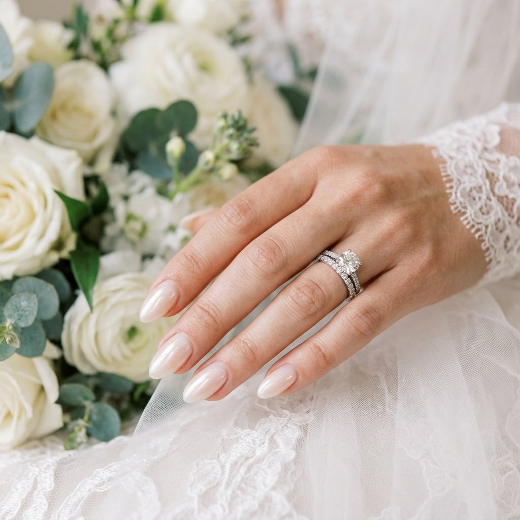 Natural Bridal Nails Idea