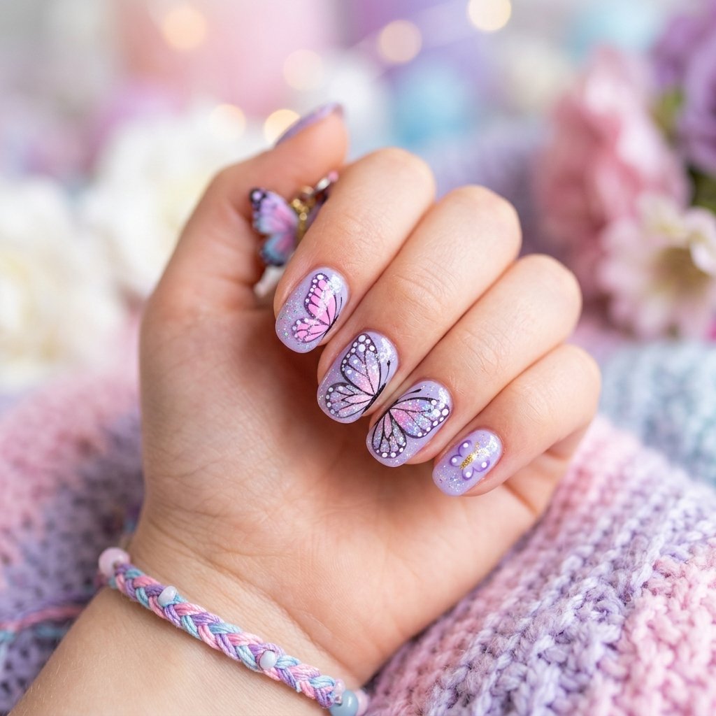 30 Nails for Kids Ideas: Cute, Creative and Colorful Designs to Try 6 Butterfly Nails for Kids Ideas