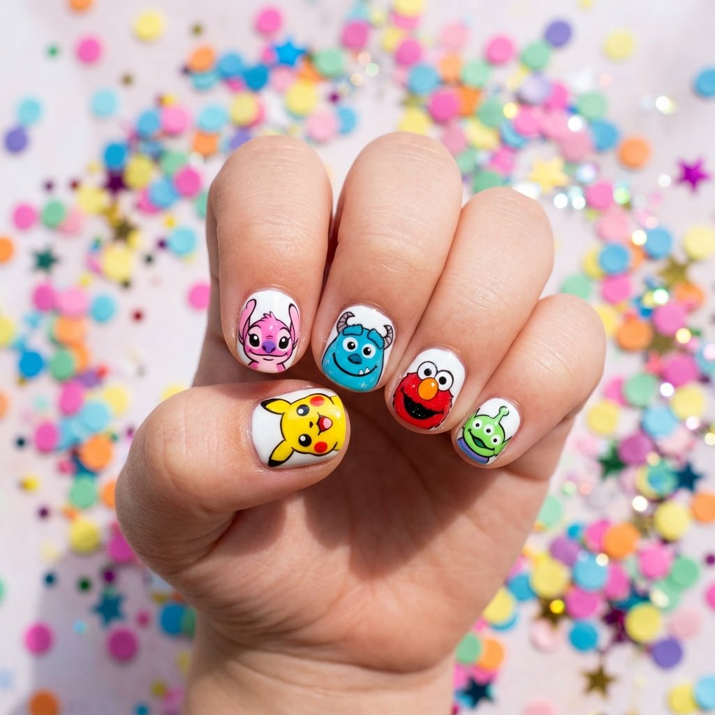 30 Nails for Kids Ideas: Cute, Creative and Colorful Designs to Try 12 Cartoon Character Nails for Kids Ideas