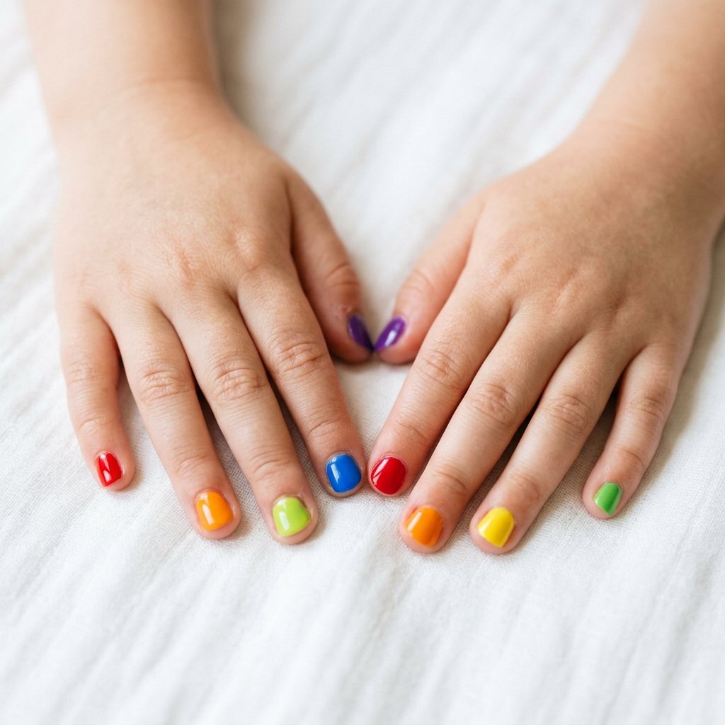 30 Nails for Kids Ideas: Cute, Creative and Colorful Designs to Try 2 Rainbow Nails for Kids Ideas