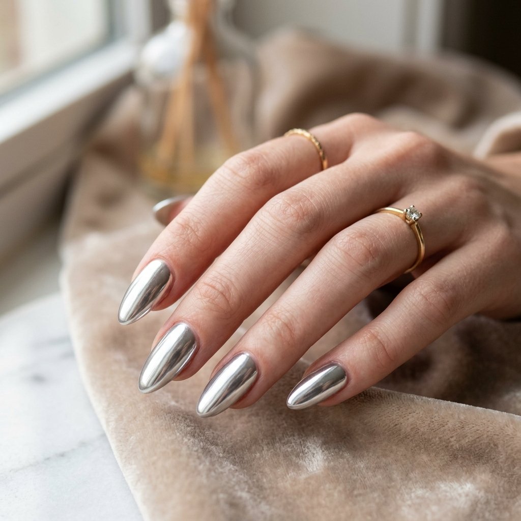 Chrome Almond Nails