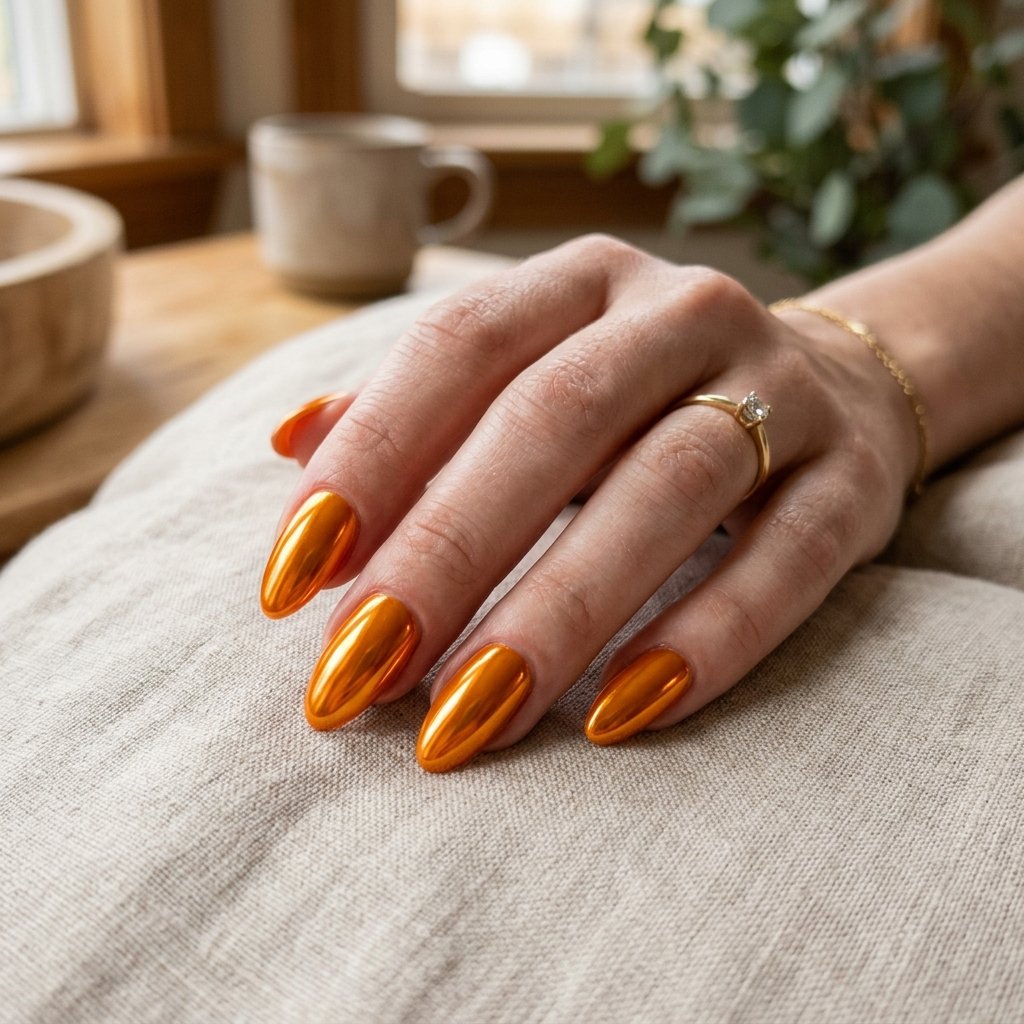 Nails Orange Ideas: 30 Creative Looks to Inspire Your Next Manicure 24 Chrome Orange Nail