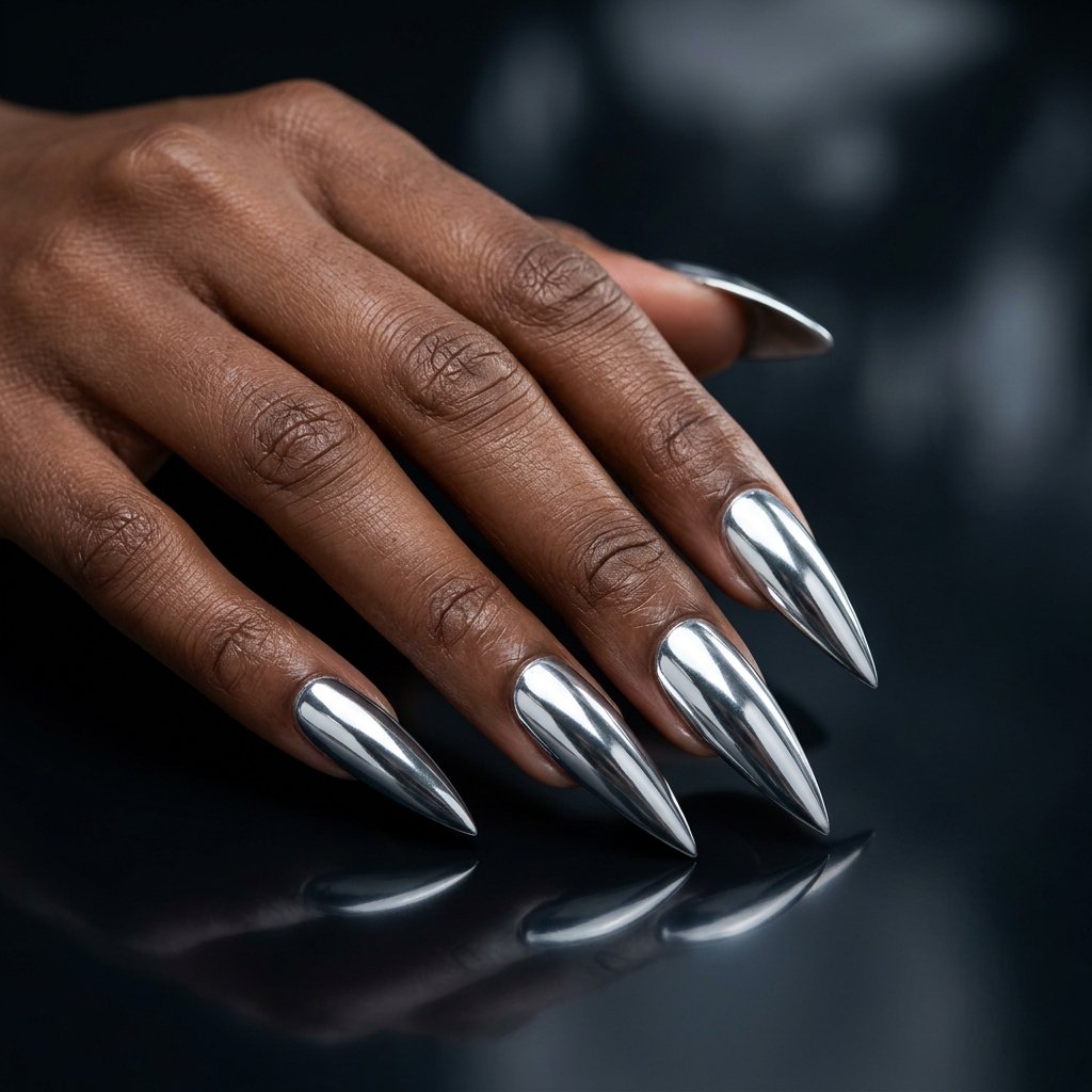 30 Nails Stiletto Ideas: Bold and Beautiful Looks to Inspire Your Next Manicure 17 Chrome Stiletto Nails Ideas