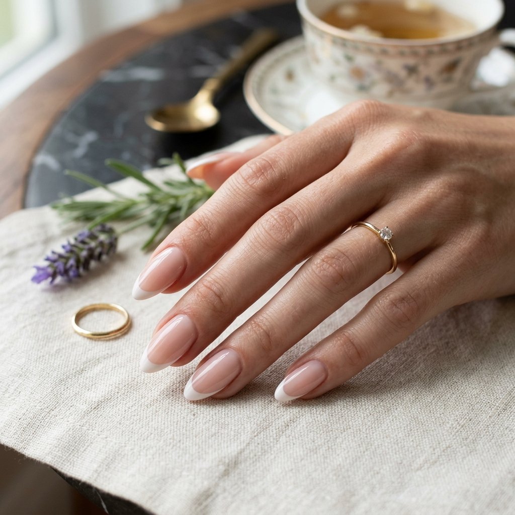 Classic French Almond Nails