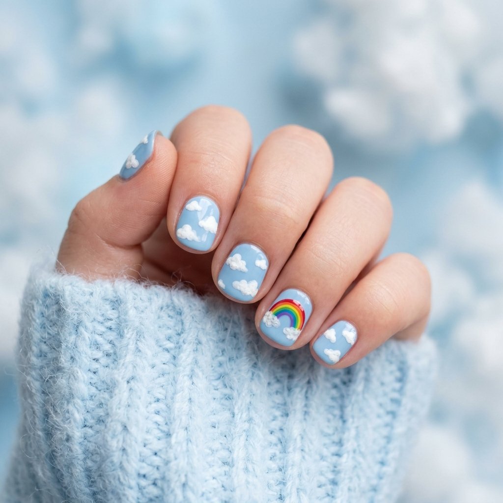 30 Nails for Kids Ideas: Cute, Creative and Colorful Designs to Try 20 Cloud and Sky Nails for Kids Ideas