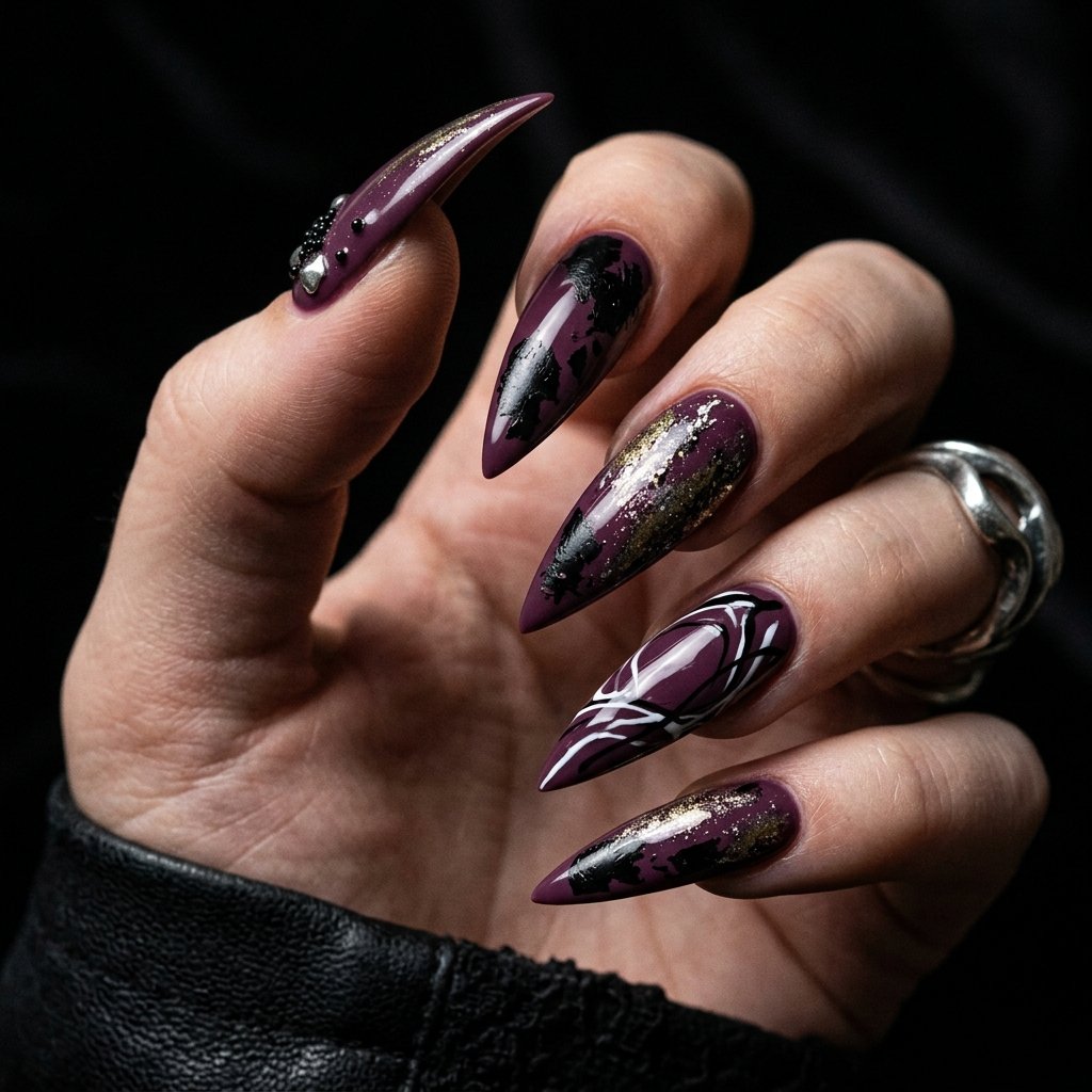 Curved Stiletto Nail Shape Ideas