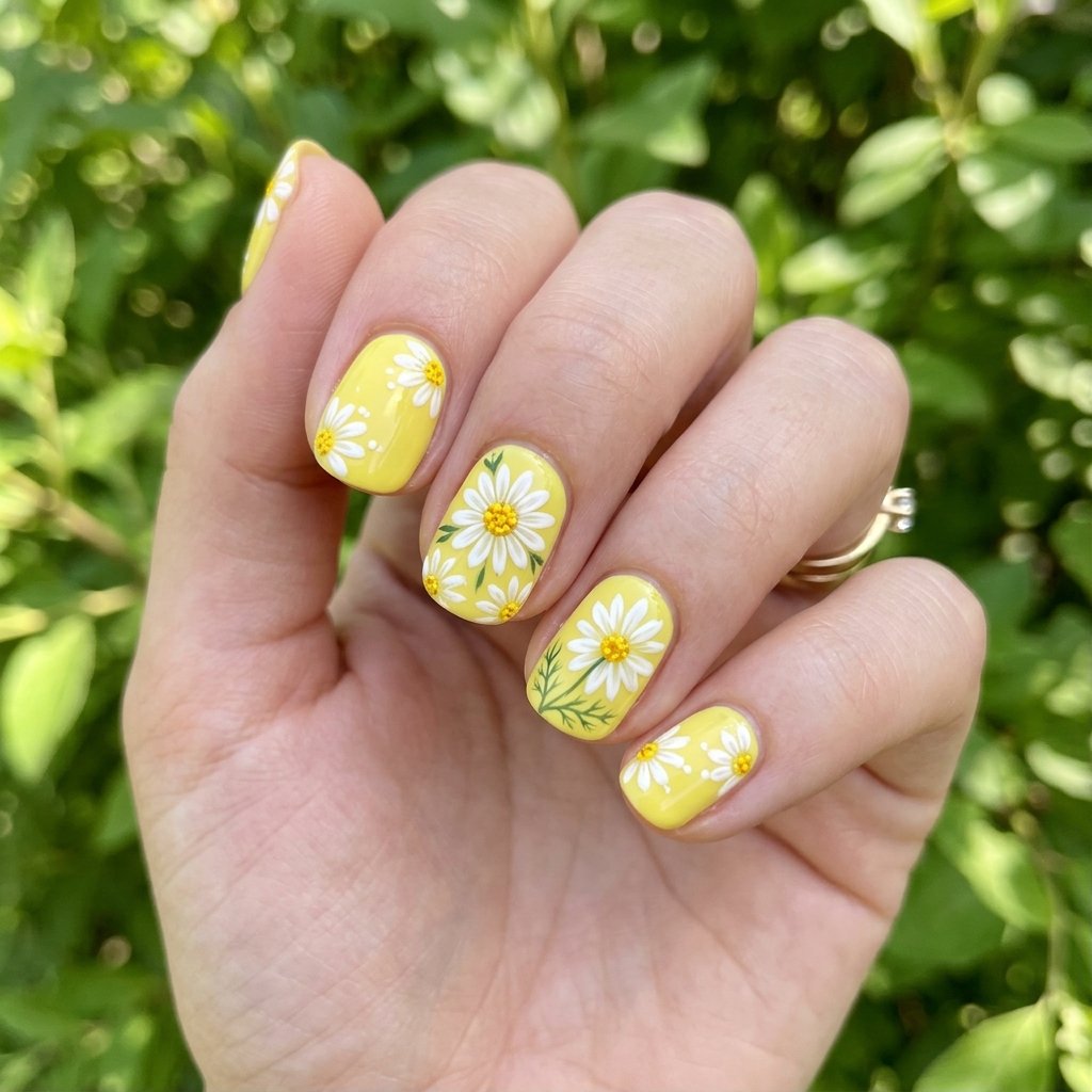 30 Nails Yellow Ideas: The Ultimate Guide to Sunshine Inspired Nail Art 12 Daisy Nails Yellow