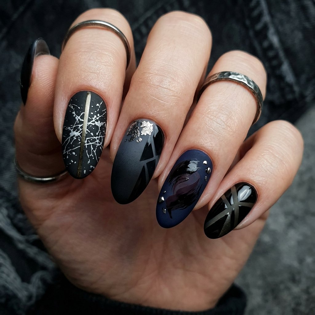 Dark Abstract Nail Expressions