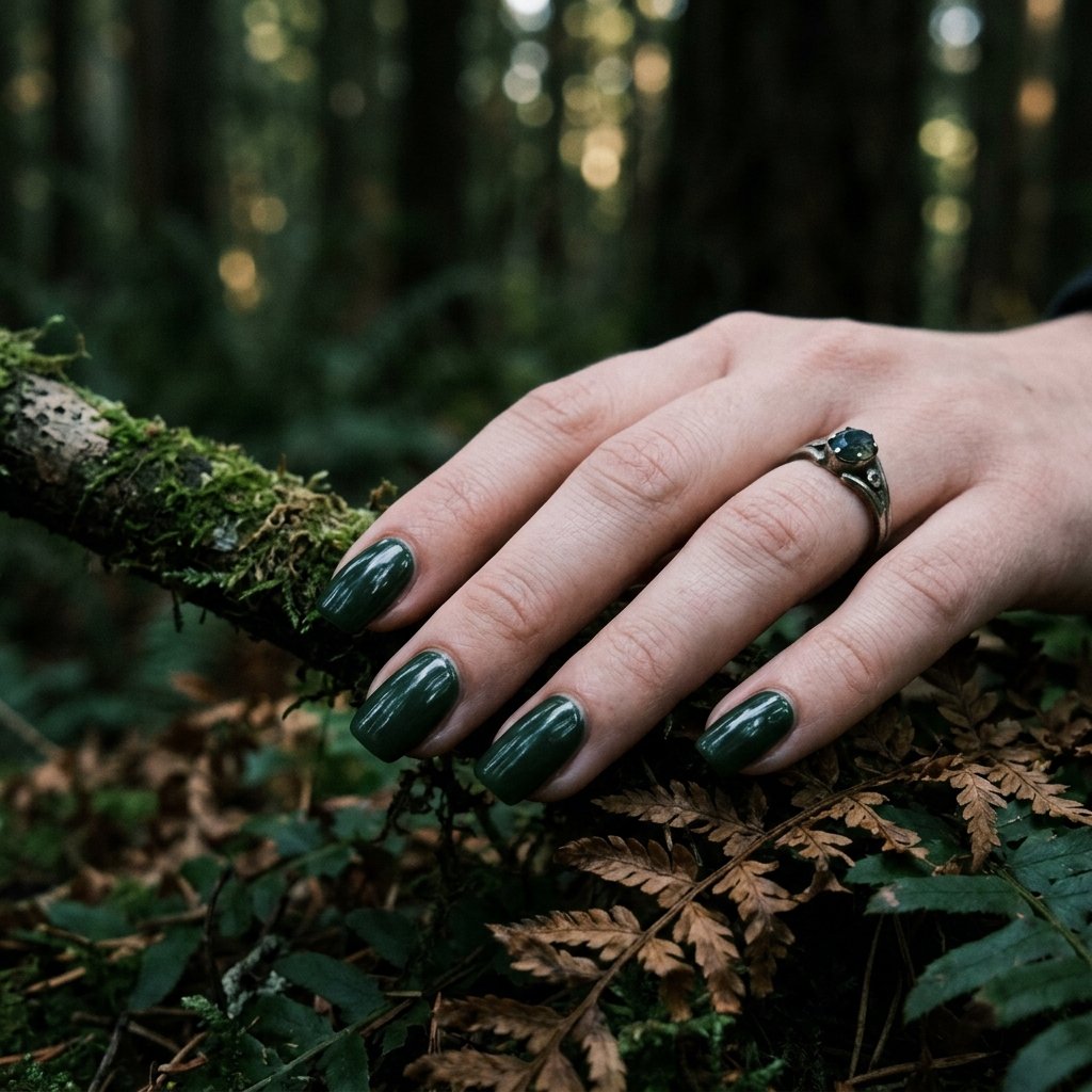 Dark Forest Green Nail Vibes
