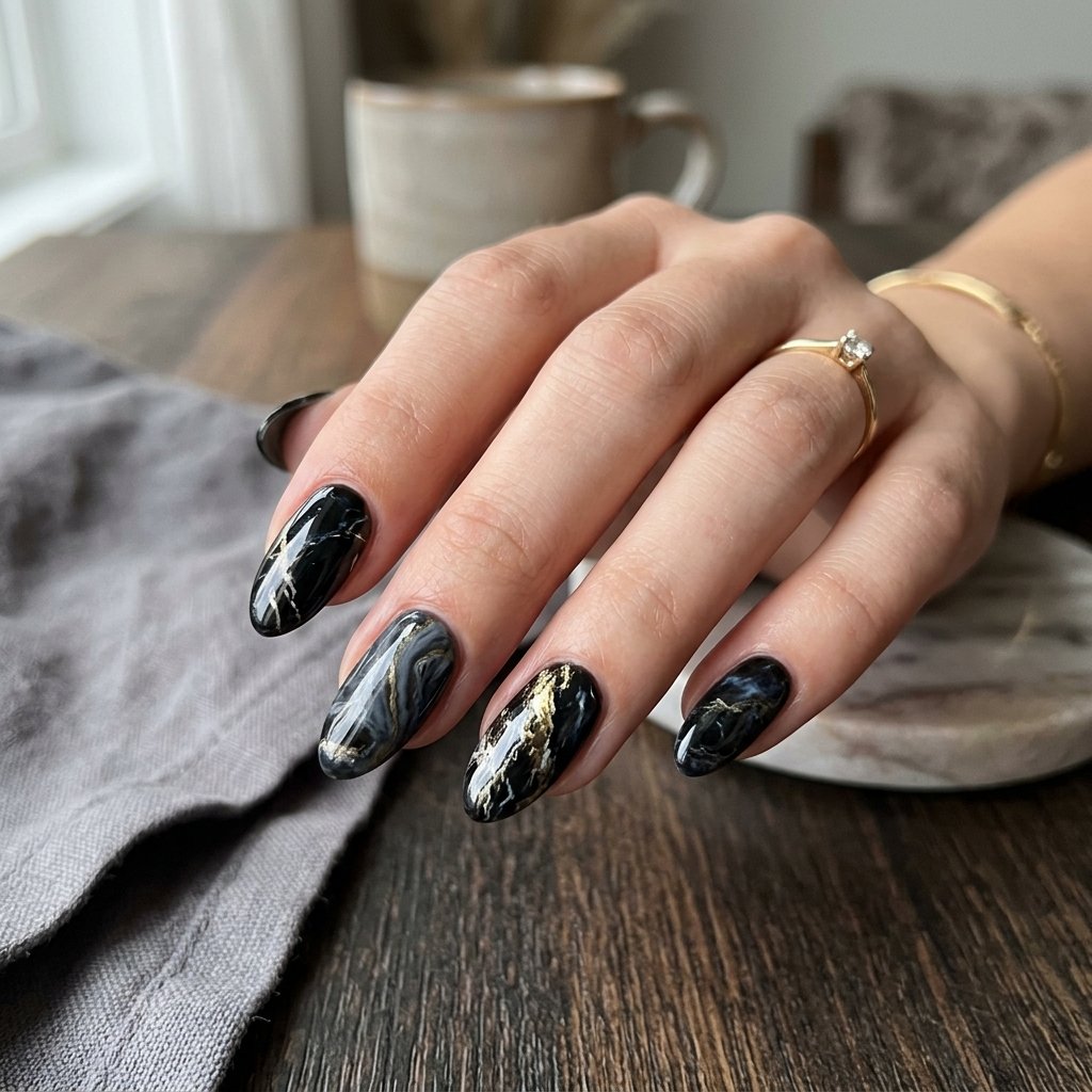 Dark Marble Nail Patterns