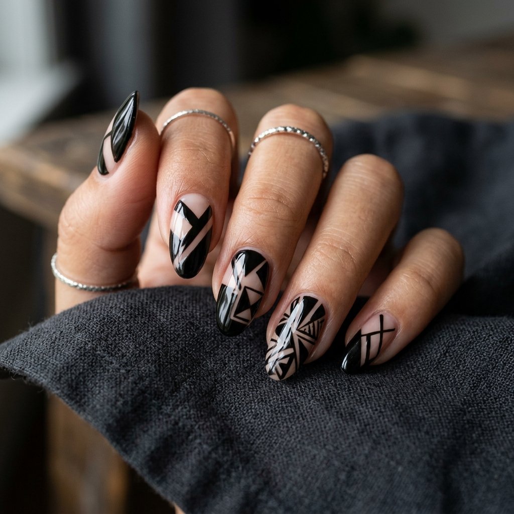 Dark Negative Space Nail Art