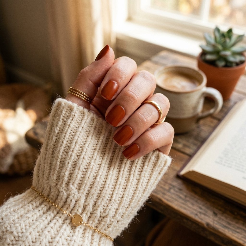 Nails Orange Ideas: 30 Creative Looks to Inspire Your Next Manicure 18 Dark Orange Nail Vibe