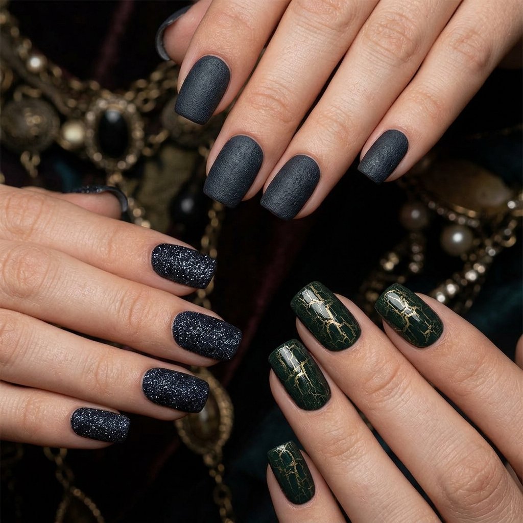 Dark Textured Nail Finishes