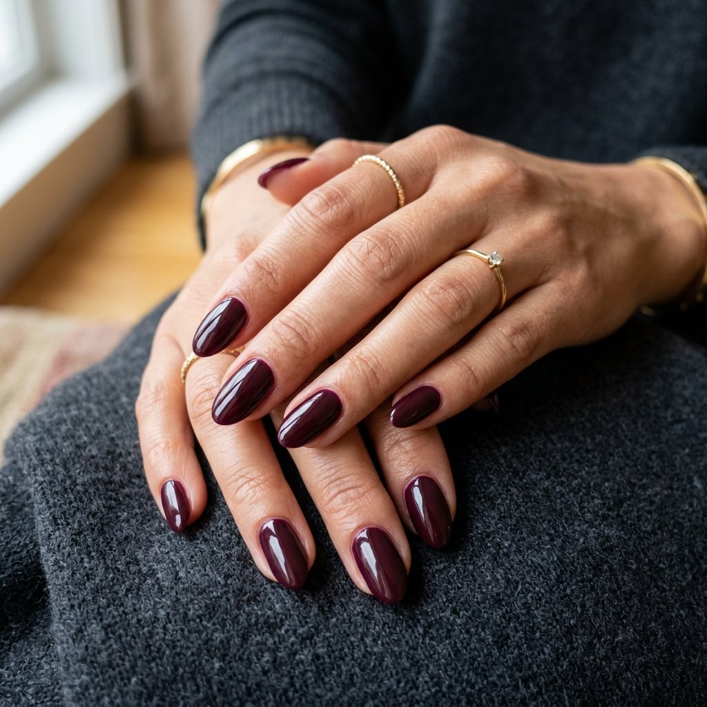 Nails Oval Ideas: 30 Beautiful Designs to Inspire Your Next Manicure 8 Deep Berry Oval Nails