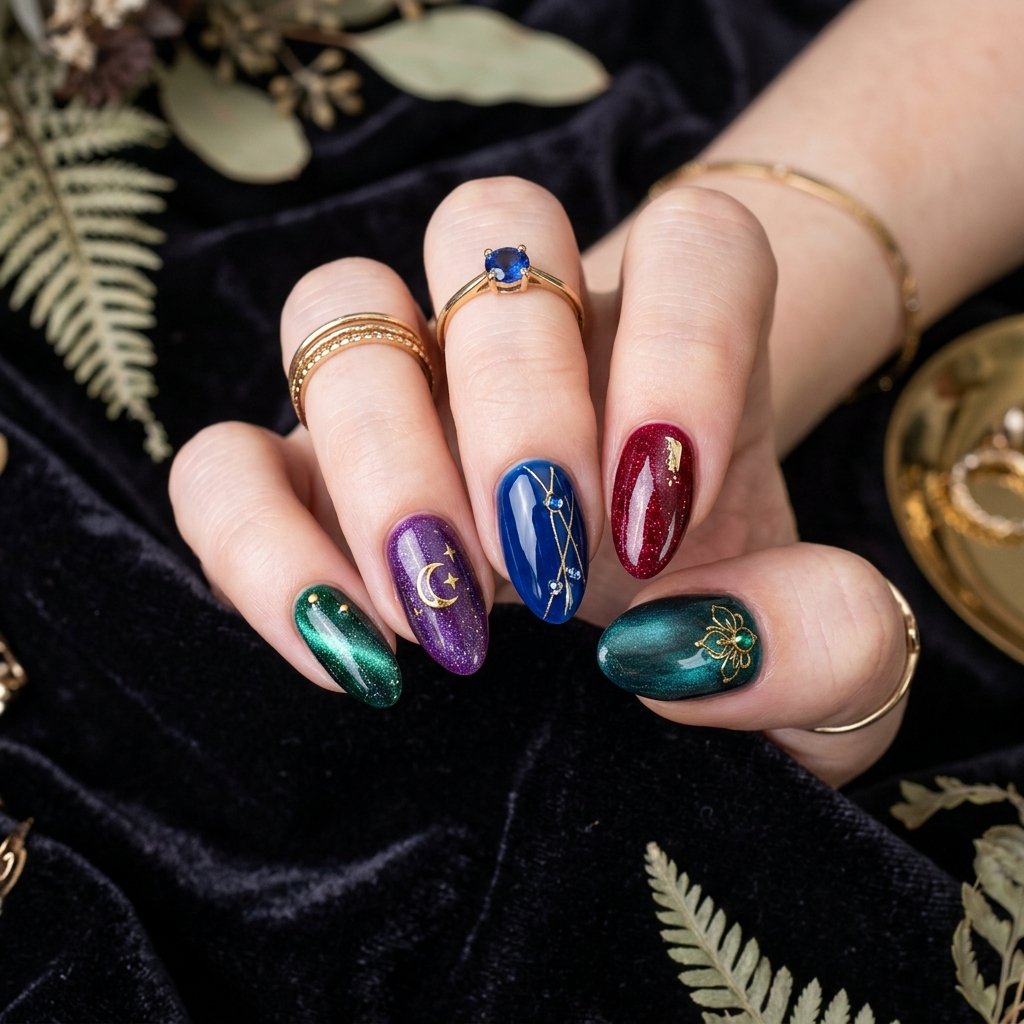 Deep Jewel-Tone Nail Ideas