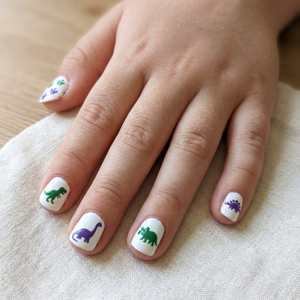 30 Nails for Kids Ideas: Cute, Creative and Colorful Designs to Try 29 Dinosaur Nails for Kids Ideas