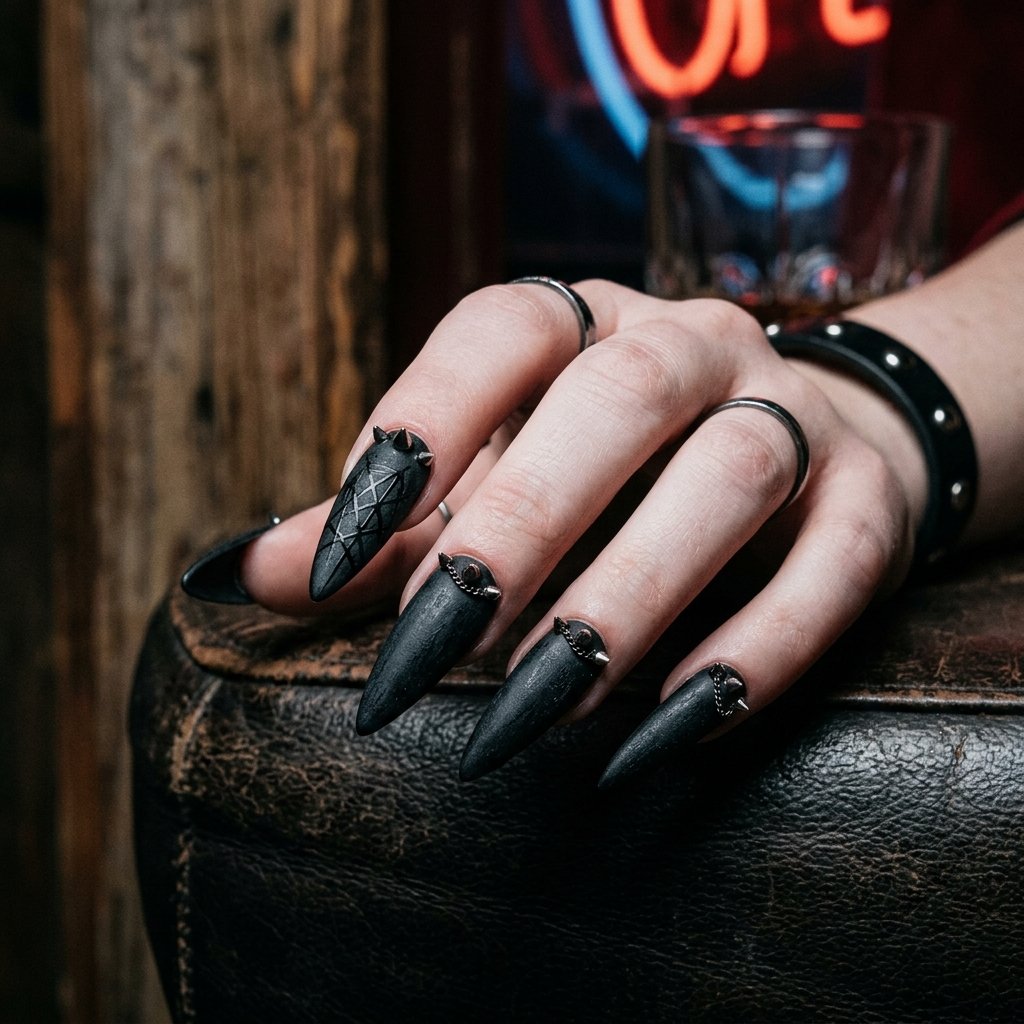 Edgy Dark Nail Shapes