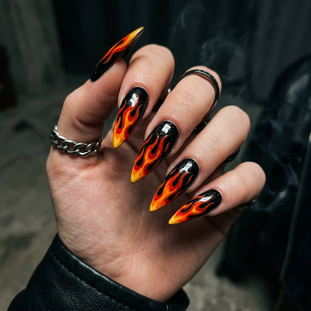 30 Nails Baddie Ideas: Stunning Looks to Inspire Your Next Set 28 Flame and Fire Baddie Nails Ideas