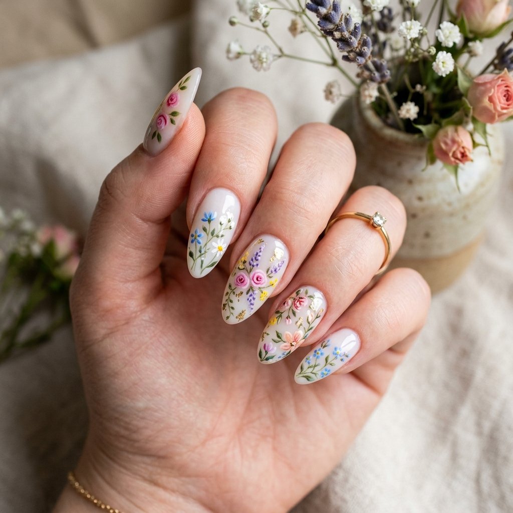 Floral Almond Nail Designs