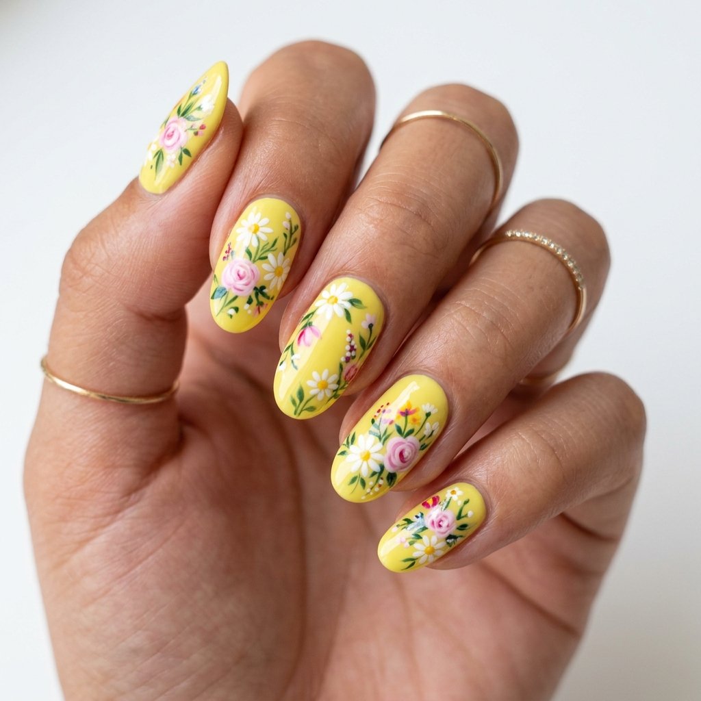 30 Nails Yellow Ideas: The Ultimate Guide to Sunshine Inspired Nail Art 10 Floral Nails Yellow