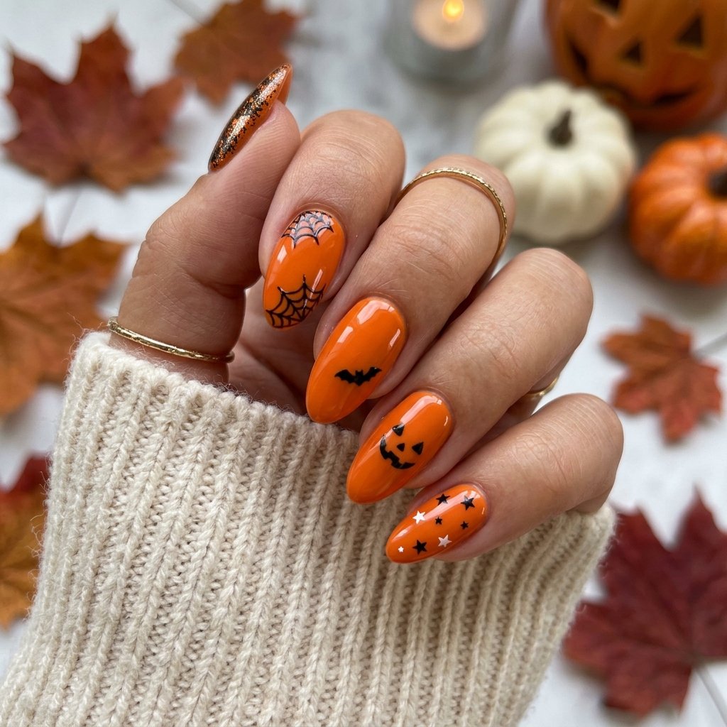 Nails Orange Ideas: 30 Creative Looks to Inspire Your Next Manicure 21 Halloween Orange Nail