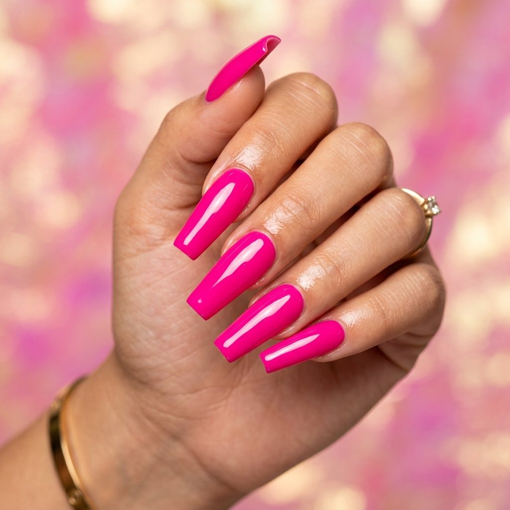 Hot Pink Acrylic Nails