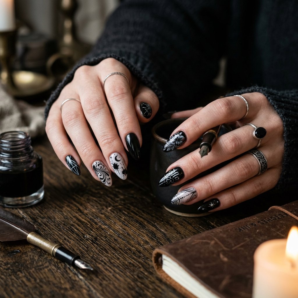 Ink-Inspired Dark Nail Looks