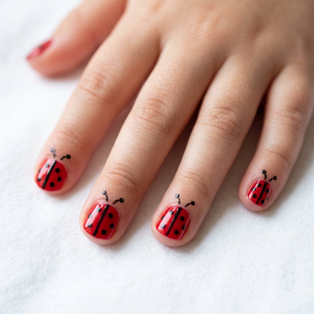 30 Nails for Kids Ideas: Cute, Creative and Colorful Designs to Try 25 Ladybug Nails for Kids Ideas