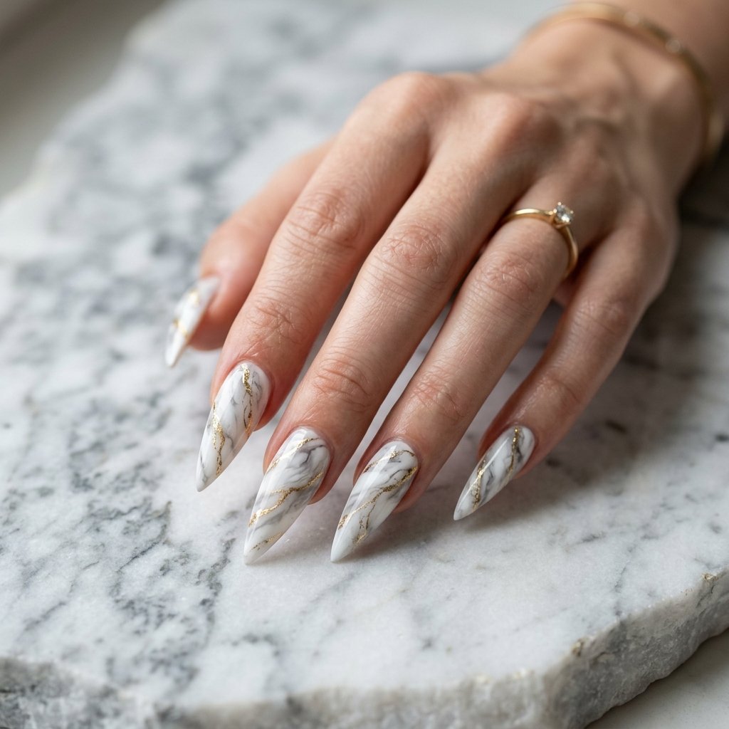 30 Nails Stiletto Ideas: Bold and Beautiful Looks to Inspire Your Next Manicure 19 Marble Stiletto Nails Ideas