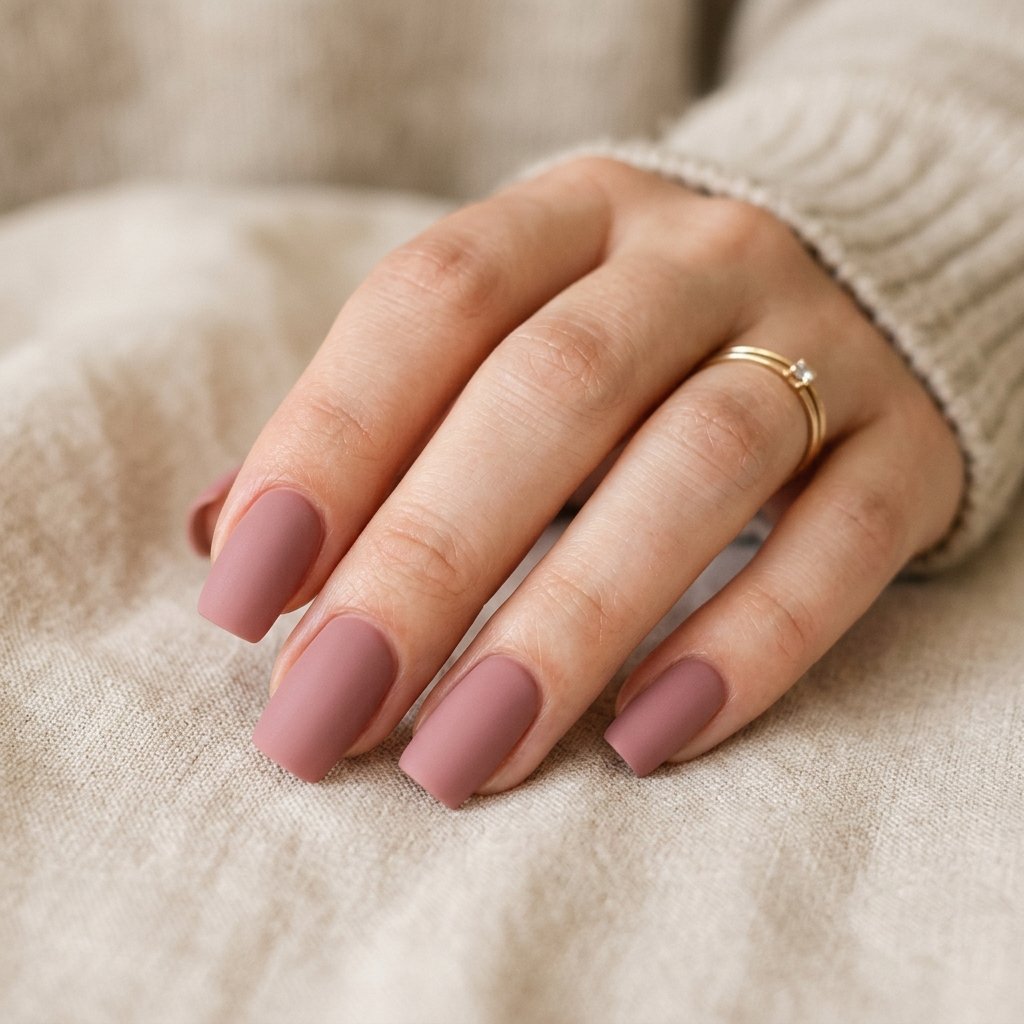 Natural Matte Nails Idea