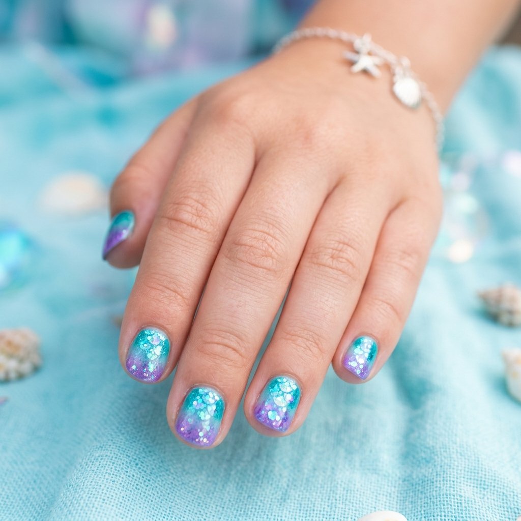 30 Nails for Kids Ideas: Cute, Creative and Colorful Designs to Try 11 Mermaid Nails for Kids Ideas